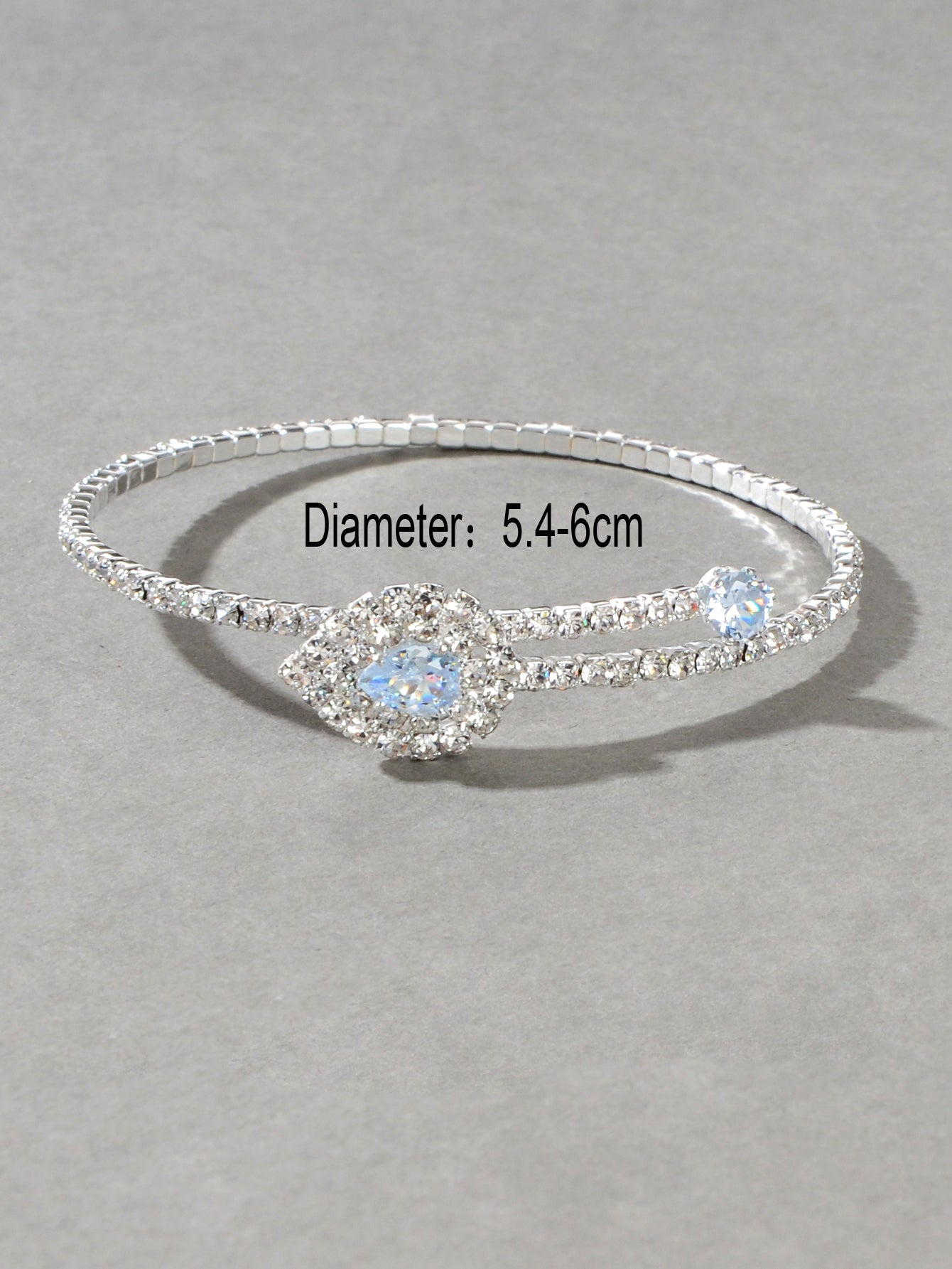 Perfect Wedding Engagement Jewellery Full Zirconia Decor Silver Bangle Bracelet-3